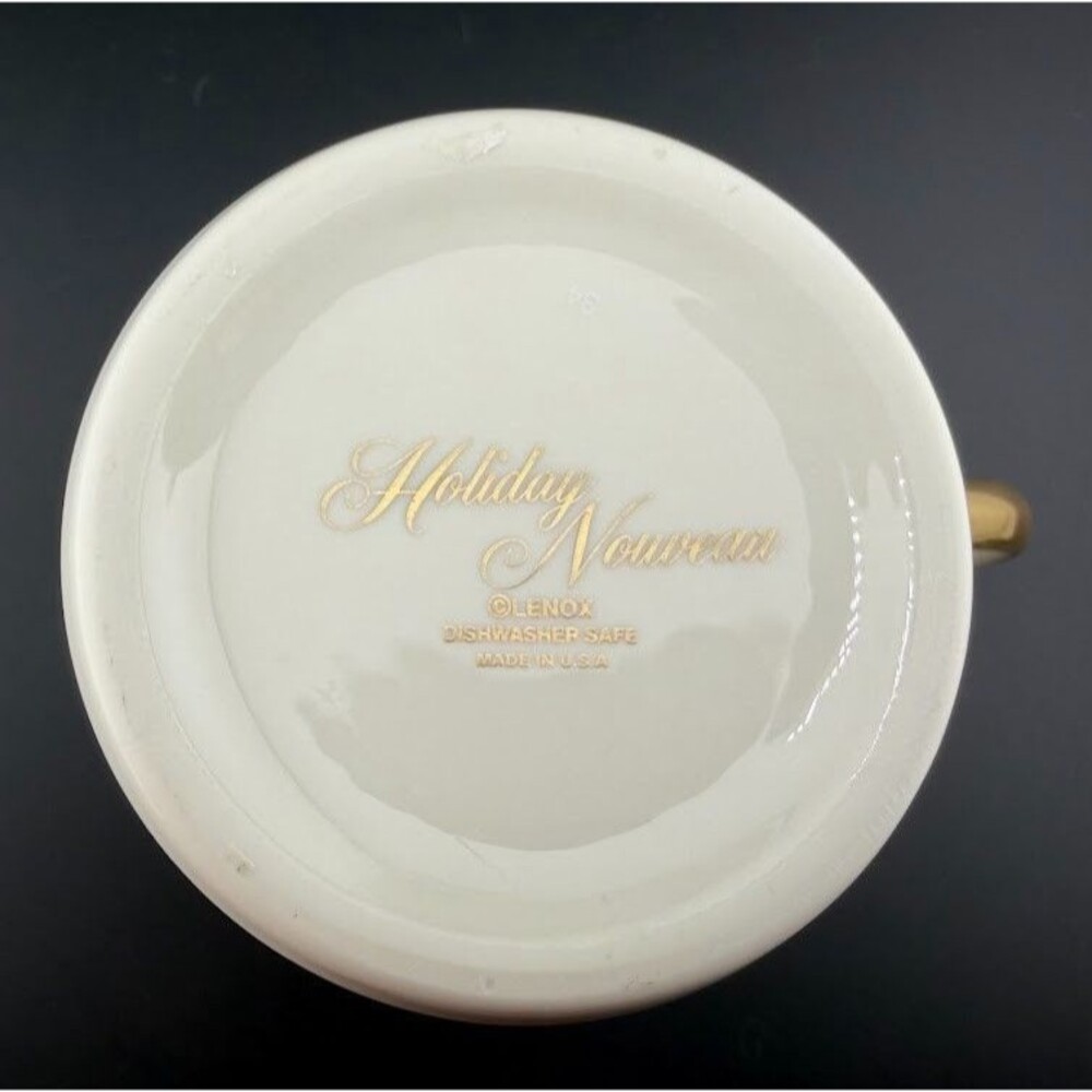 Lenox Holiday Nouveau Gold Mug, Holly Berry Plaid Ribbon, New with Tags - Picture 5 of 9